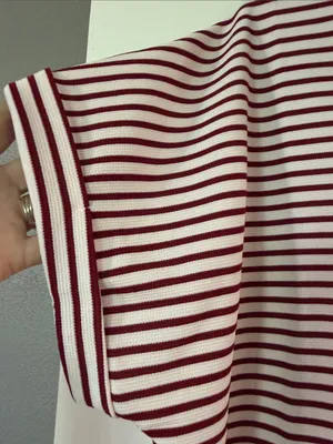Zenana Outfitters Burgundy & White Striped Cropped Polo Tee and shorts set thumbnail 3