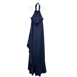 Lulus Women’s Majestic Perfection Navy Ruffled Halter Maxi Dress Size XL NWT thumbnail 7