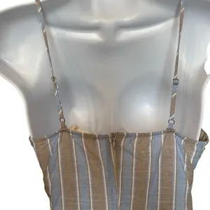 Altar'd State Women's Striped Square Neck Wrap‎ Mini Dress Blue Gray Size Small thumbnail 5