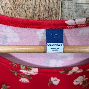 Old Navy Red Floral Luxe Rayon Spandex Sleeveless Tank Top Layering Large L thumbnail 3