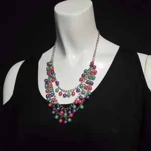 Paparazzi Chicly Classic Pink, Purple, & Green Multilayer Necklace thumbnail 2