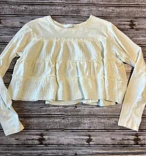 Altar’d State Cream Peplum Cottage Core Long-Sleeve Women’s Top size small thumbnail 1