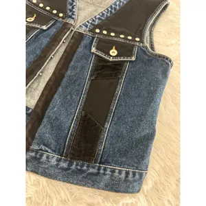 Street Wear Carole Little Denim Studded Vintage Vest sz L Large‎ thumbnail 5