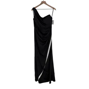 After Six‎ Black One Shoulder Ruched Long Formal Evening Gown Dress Size 8 thumbnail 3