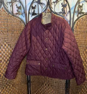 L.L. Bean Down Eggplant Quilted Coat Size M thumbnail 1
