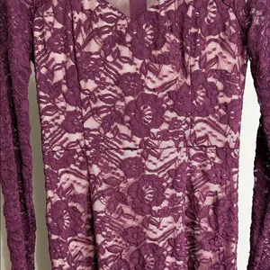 Soieblu Lace Long Sleeve Dress Burgundy Whimsigoth Vampy Dark Romance‎ thumbnail 5