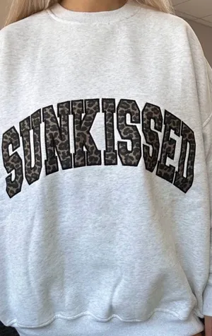 Sunkissed Coconut Pearl Grey Sunkissed Leopard Print Embroidered Sweatshirt L thumbnail 1