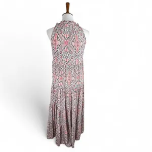 Club Monaco Silk Paisley Tiered Maxi Dress Tassel‎ Halter 00 thumbnail 3