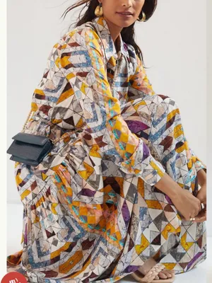 Anthropologie Flounced abstract maxi NWT thumbnail 1