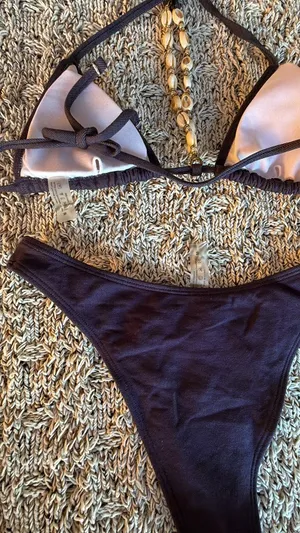 Amazon | Denim Blue Shell Detail Triangle Bikini Set | M thumbnail 7