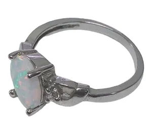 Oval Shape Opal Silvertone Ring 7.75 thumbnail 3