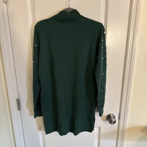 Shop The Mint All The Love Emerald Pearl Embellished Sweater Dress Sz Large thumbnail 4