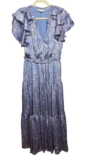 PINCH Blue Pink Print Maxi Dress Sz. M thumbnail 1