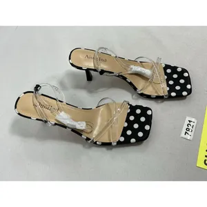 Womans New Aiunllnd Strappy Slingback Sandals 8.5 Black White Polka Dots thumbnail 2