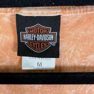 Harley‎ davidson v neck short sleeve shirt Womens Size M Orange Texas Motorcycle thumbnail 4