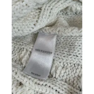 J. Jill Chenille Fisherman Cable Knit Tunic Sweater L Ivory Longline Pullover thumbnail 7