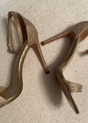 Didifu glitter gold stiletto ankle strap heels Sz 8.5 thumbnail 3