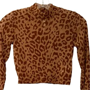 Motel Rocks Leopard Print Mesh Crop Top Long Sleeve Going Out Brown Tan Size XS thumbnail 4