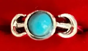 Boho Silver Tone Triple Moon Fashion Ring with Turquoise Stone 6 thumbnail 1