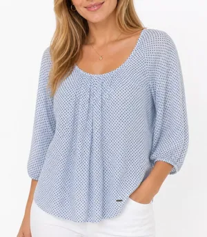 Hollister Blue White Polka Dot V-Neck 3/4 Sleeve Blouse Top XS thumbnail 1