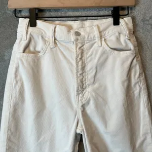 Mother The Hustler‎ Ankle Fray Cream White Corduroy Ribbed Jeans Size 25 thumbnail 3