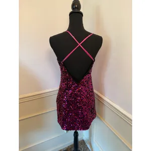For Love & Lemons Showtime Pink Sequin Open Back Mini Dress Hoco Cocktail thumbnail 7