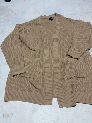 GAP NWT Open-Front Chunky Knit Cardigan taupe XL MSRP$80 thumbnail 2
