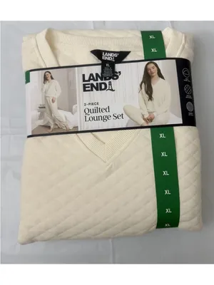 Lands’ End Off White Cream Quilted Loungewear 2 Piece Top Pants Set XXL XL New thumbnail 8