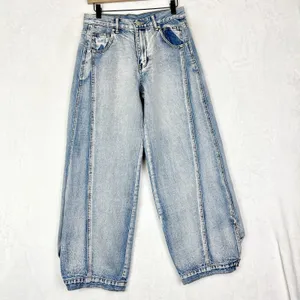 Bohme Kadie High Rise Baggy Jeans Light Wash Size Small NWT Button Cuff Rigid thumbnail 4