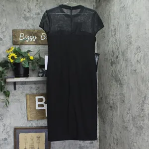 JS Collections Womens Roselle Bow Cocktail Mesh Sheath Dress 86113299 Black 10 thumbnail 2