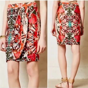 Anthropologie Maeve Ligeia Faux Wrap Mini Skirt Tribal Print Small thumbnail 2