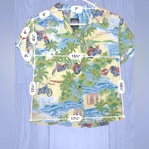 HARLEY DAVIDSON VINTAGE Women’s Hawaiian Button Down Tropical Shirt thumbnail 6