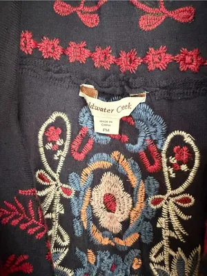 Coldwater creek size medium sleeveless vest knit embroidery boho floral thumbnail 2