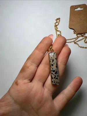 Gold Chain Necklace with Dalmation Print Bar Pendant thumbnail 2