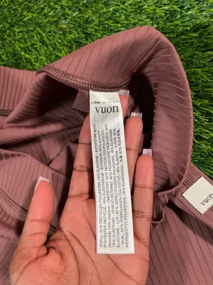 Vuori Ribbed Crossover Waist Flare Leggings Mauve Brown Size Small thumbnail 3