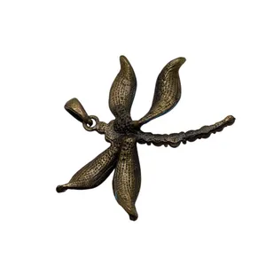 Vintage fairy cottagecore Dragonfly pendant with purple and teal rhinestones. thumbnail 3