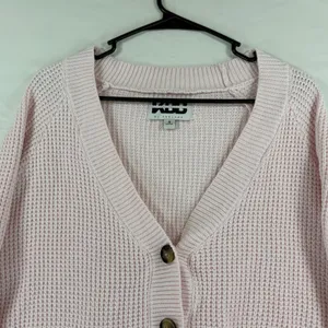 KBB by Kahlana Pink Waffle Knit Oversized Button Front Cardigan Sweater Small thumbnail 9