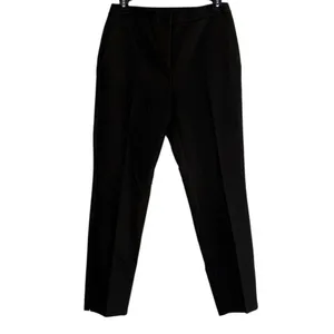 Zara Slim Straight Mid Rise Ankle Cropped Trouser Flat Front Pockets M Black thumbnail 14