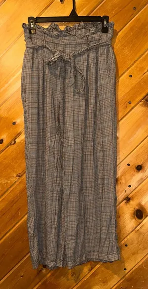 American eagle high waisted plaid front pocket wide leg trousers thumbnail 1