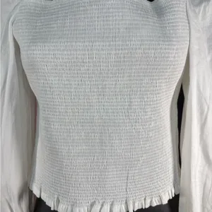 Gianni Bini White Smocked Square Neck Peasant Top thumbnail 9