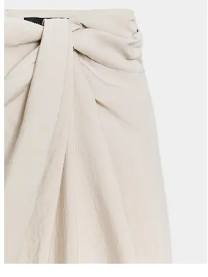 Zara NWT cream beige Draped twist front ruched Midi pareo Skirt thumbnail 8