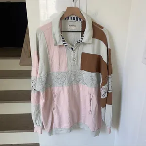 Free People American Dream Polo Pullover in Pink / Blue / Brown thumbnail 3