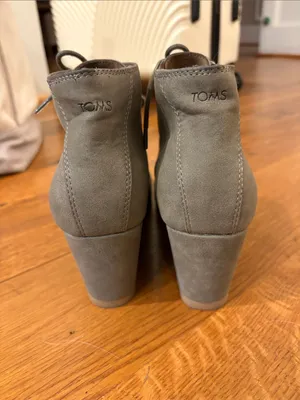 Toms Colette Dark Taupe Lace-Up Ankle Wedge Booties Size 6 thumbnail 7