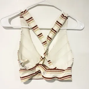 Free People‎ Gidget Sports Bra Ivory Combo Stripe Size Small Athletic thumbnail 5