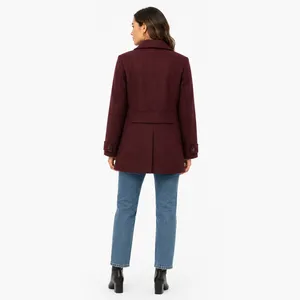 $238 Avec Les Filles Womens Coat XL Burgundy Wool Blend Double Breasted Jacket thumbnail 2