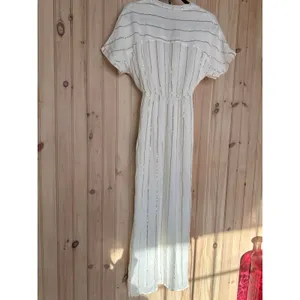 NWT Lulus Goddess Vibes Ivory Gold Striped Dolman Sleeve Maxi Dress Resort XS thumbnail 6