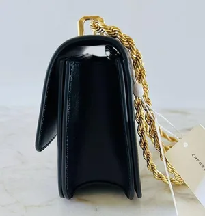 TORY BURCH Eleanor Solid Black Leather Small Convertible Crossbody Shoulder Bag thumbnail 7