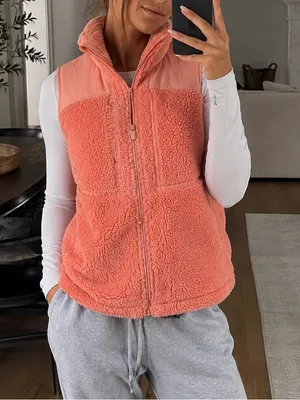 Lululemon Textured Fleece Full-Zip Vest Coral Pink Size 0 NEW thumbnail 2