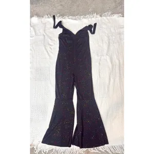 small rainbow glitter disco halter bell bottom costume jumpsuit P3 3521 thumbnail 7