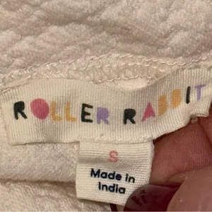 Roller Rabbit Women’s Size S Cream Textured Mock Neck Ruched Sides Shirt Top thumbnail 4